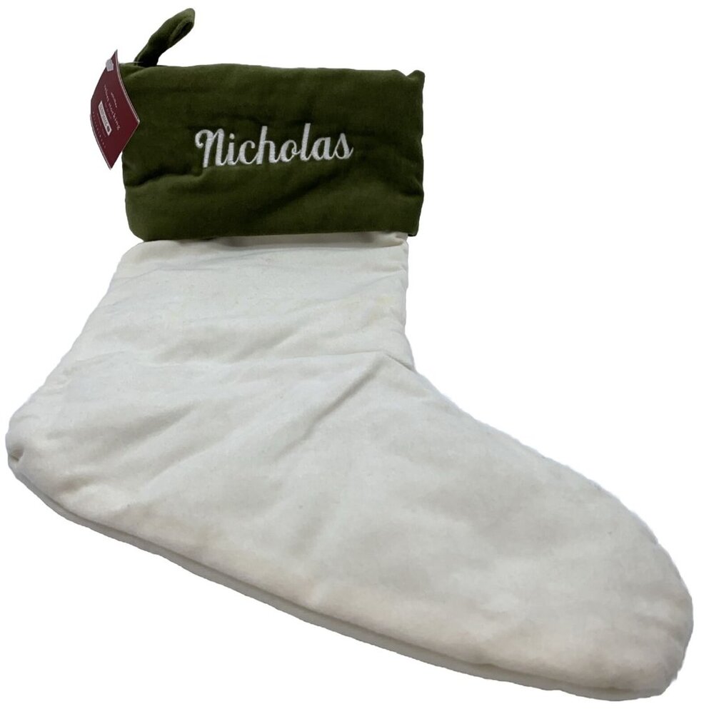 Pottery Barn Nicholas Velvet Christmas Holiday Stocking Monogrammed 18”